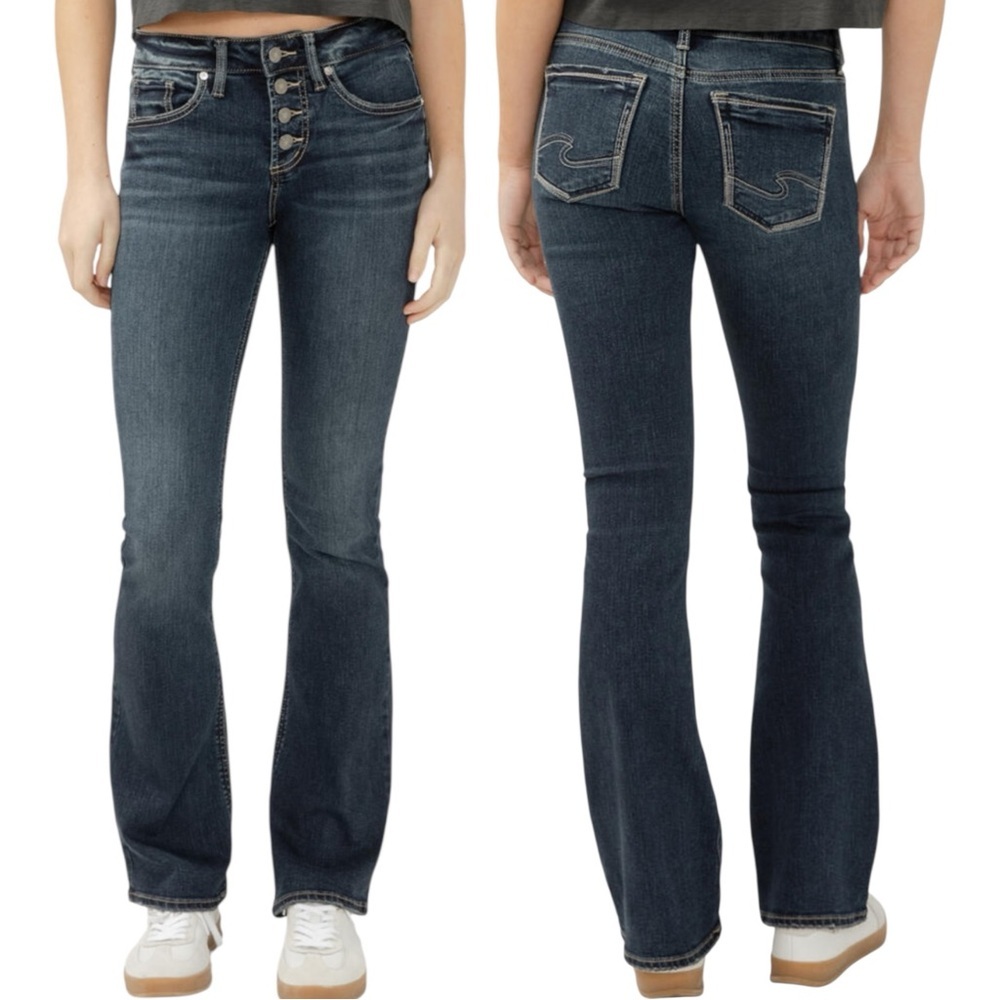 Silver Jeans Suki Mid Rise Bootcut Indigo W28 L33 Button Fly